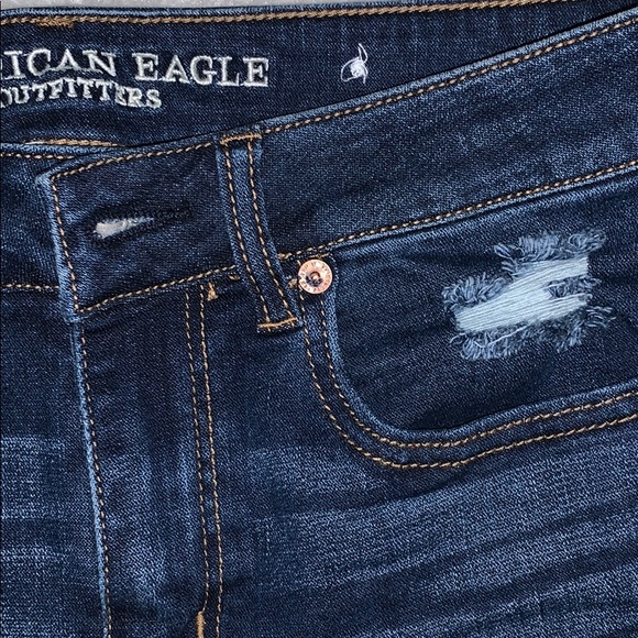 Dark blue, longer inseam jean shorts AEO - Picture 2 of 4
